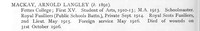 MacKay A L 2nd Lt Royal Scots Fusiliers Obit