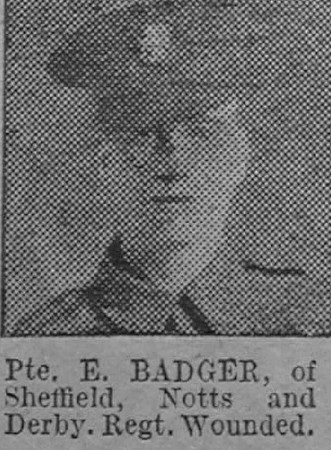 Badger E Pte 12364 Notts And Derby Regiment The Vivid 27th Mar 1915