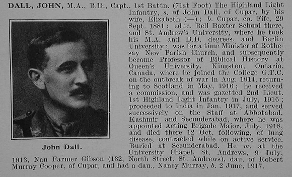 Dall J Captain 1st Highland Light Infantry Obit De Ruvignys Roll Of Honour Vol 5