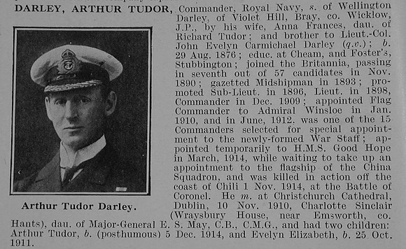 Darley A T Commander H.M.S. Good Hope Royal Navy Obit De Ruvignys Roll Of Honour Vol 5