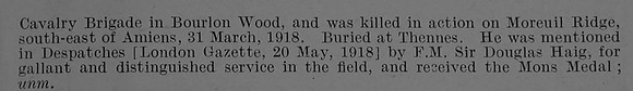 Darley J E C Lt Col 4th (Queen's Own) Hussars Obit Part 2 De Ruvignys Roll Of Honour Vol  5