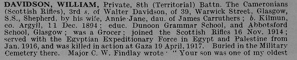 Davidson W Pte 8th Cameronians Obit Part 1