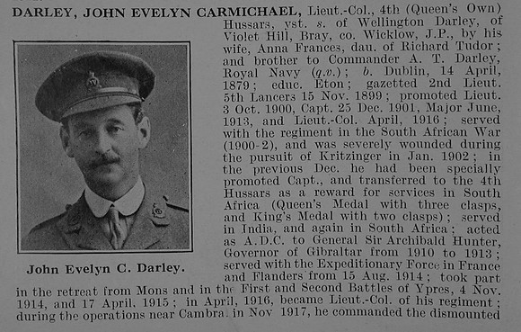 Darley J E C Lt Col 4th (Queen's Own) Hussars Obit Part 1De Ruvignys Roll Of Honour Vol  5