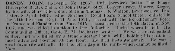 Dandy J LCpl 12067 19th King's Liverpool Regiment