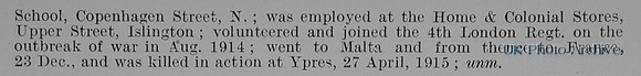 Gawler G V Pte 2275 4th London Regiment Obit Part 2