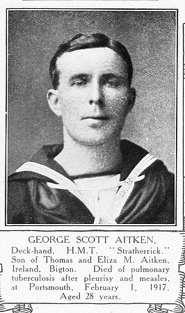 Aitken G S Deck Hand 3670-DA HMT Stratherrick RNR Shetland Roll Of Honour