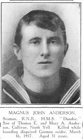 Anderson M J Seaman 3936B HMS Dundee RNR Shetlands Roll Of Honour