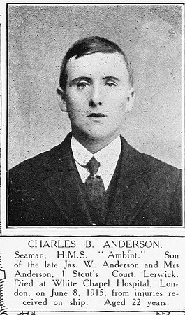 Anderson C B Seaman HMS Ambint Royal Navy Shetlands Roll Of Honour