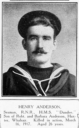 Anderson H Seaman 2845A HMS Dundee RNR Shetlands Roll Of Honour