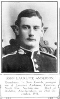 Anderson J L Guardsman 1st Scots Guards Shetlands Roll Of Honour
