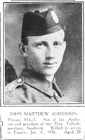 Anderson J M Pte 14102 16th Highland Light Infantry Shetland Roll Of Honour