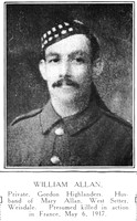 Allan W Pte S-43389 2nd Gordon Highlanders Shetlands Roll Of Honour