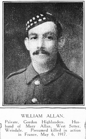 Allan W Pte S-43389 2nd Gordon Highlanders Shetlands Roll Of Honour
