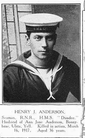 Anderson H J Seaman 4911B HMS Dundee RNR Shetlands Roll Of Honour