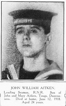 Aitken J W Seaman 972L HMS Excellent RNR Shetlands Roll Of Honour