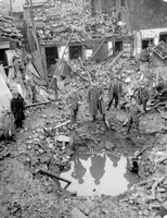 Shell Hole And Damage Caused By A Zeppelin Raid In England