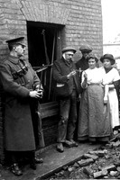 Looking at a portion of a Zeppelin bomb dropped during a raid