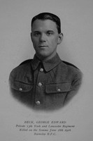 Beck G E Pte 102 13th York & Lancs Regiment