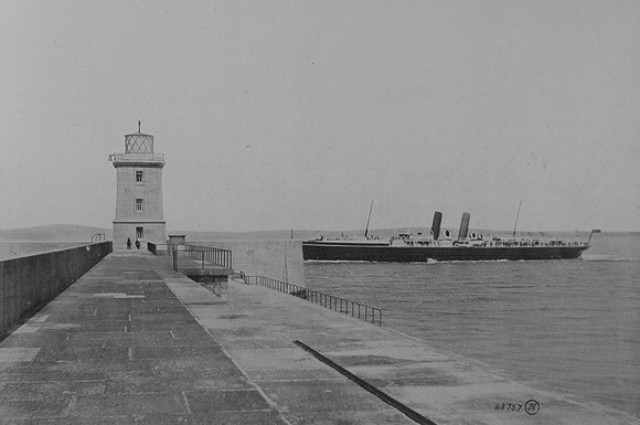 RMS Munster Passing The Lighthouse Holyhead c.1900