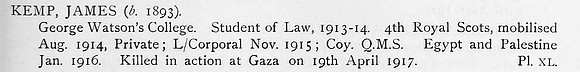 Kemp J CQMS 4th Royal Scots Obit
