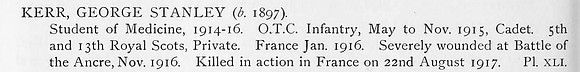 Kerr G S Pte 5th And 13th Royal Scots Obit