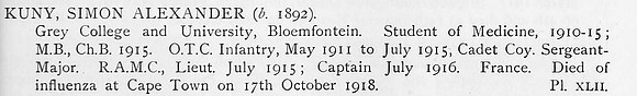 Kuny S A Major Royal Army Medical Corps Obit