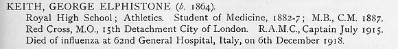 Keith G E Captain Royal Army Medical Corps Obit