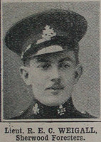Weigall R E C Lt Notts & Derby Regt The War Illustrated 10th Apr 1915