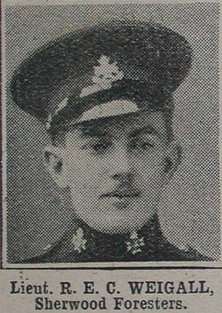 Weigall R E C Lt Notts & Derby Regt The War Illustrated 10th Apr 1915