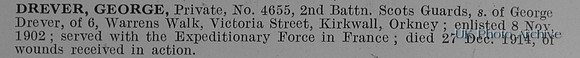 Drever G Pte 4655 2nd Scots Guards Obit