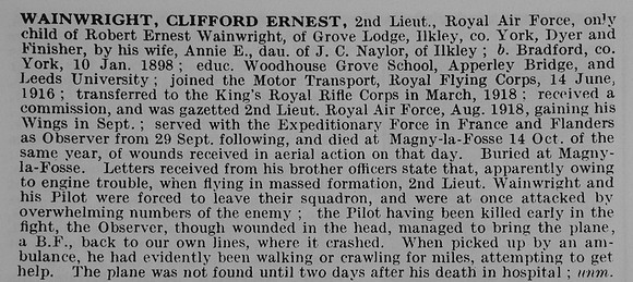 Wainwright C E 2nd Lt Royal Air Force