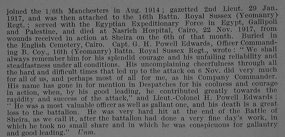 Walker J H 2nd Lt Sussex Yeomanry Attd 16th Royal Sussex Regiment Obit Part 2 De Ruvignys Roll Of Honour Vol 5