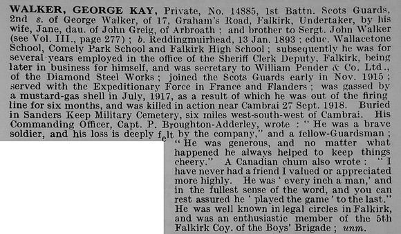 Walker G K Pte 14885 1st Scots Guards