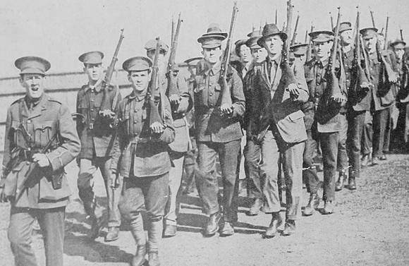 One Of The Public School Battalions At Epsom Led By Lt F R Foster The Famous Cricketer