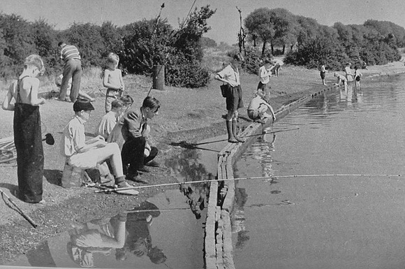 Boys Fishing At Whipps Cross London 1950