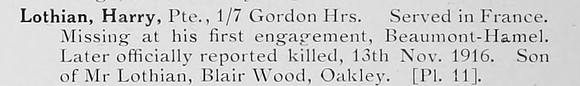 Lothian H Pte 7th Gordon Highlanders Photo Available Plate 11