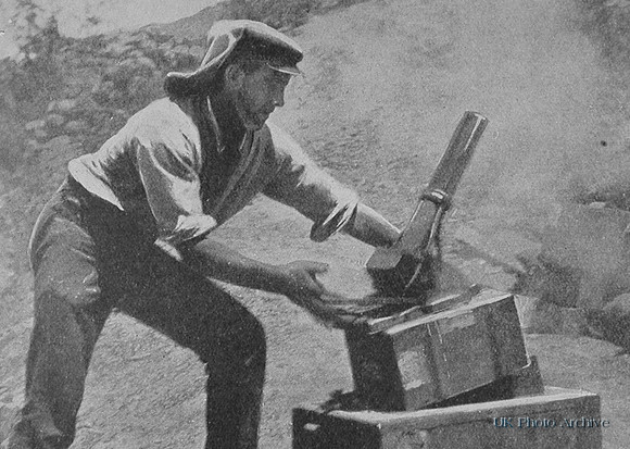 An Australian Firing A Trench Mortar At Gallipoli