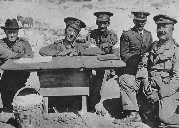 Captain Edward Unwin VC Royal Navy With Officers On The Gallipoli Peninsula