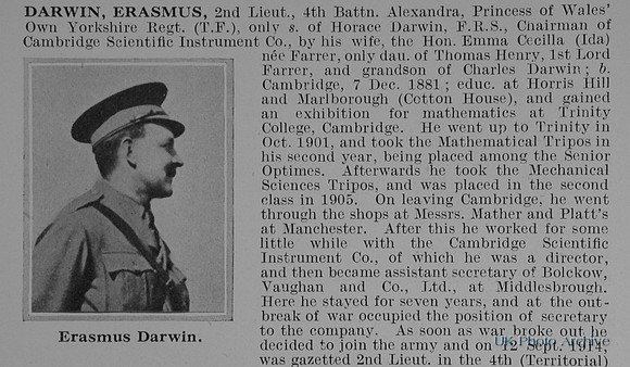 Darwin E 2nd Lt 4th Yorkshire Regiment Obit Part 1