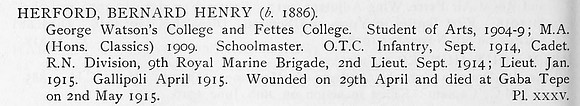 Herford B H Lt Chatham Bn. R.N. Div. Royal Marines Obit