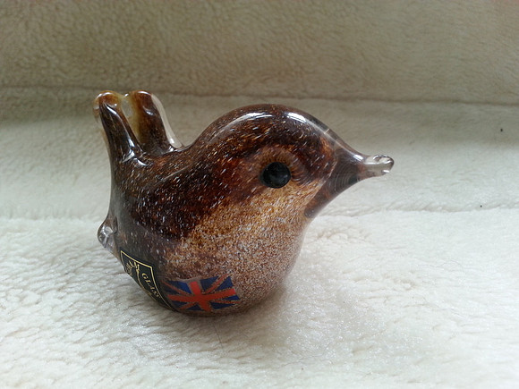 Langham Glass Wren Paperweight Signed Paul Miller