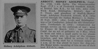 Abbott S A Cpl 1722 4th Gloucestershire Regiment Obit