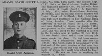 Adams D S L/Sergt 3022 7th London Regiment Obit