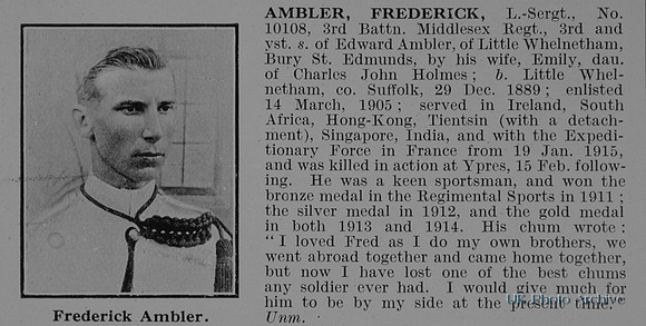 Ambler F LSergt 10108 3rd Middlesex Regiment Obit