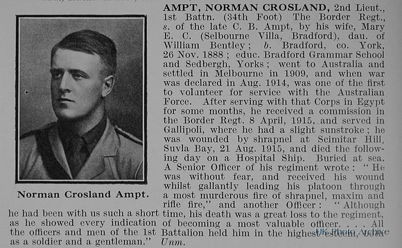 Ampt N C 2nd Lt 1st Border Regiment Obit
