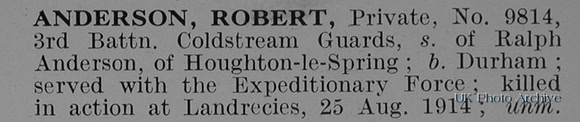 Anderson R Pte 9814 3rd Coldstream Guards Obit
