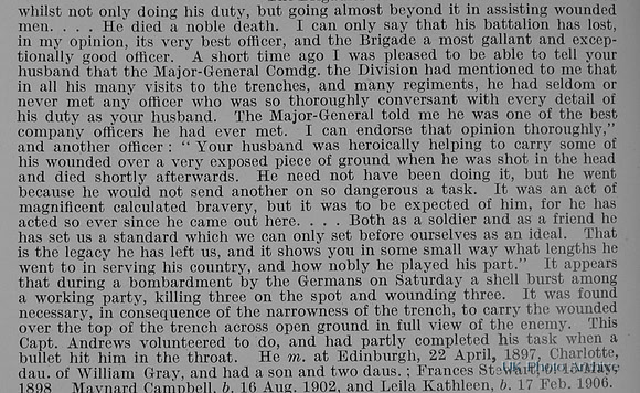 Andrews M P Captain 4th West Riding Regiment Obit Part 2