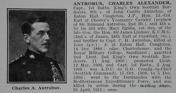 Antrobus C A Captain 1st KOSB Obit