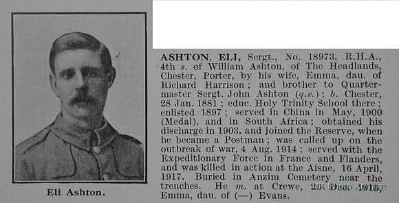 Ashton E Sergt 18973 Royal Horse Artillery Obit