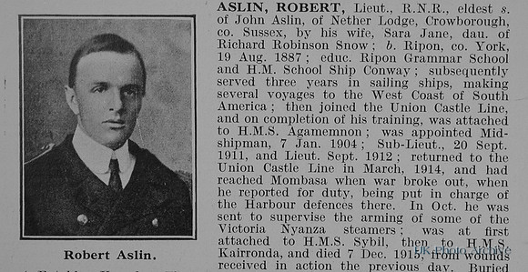 Aslin R Lt Royal Naval Reserve Obit Part 1